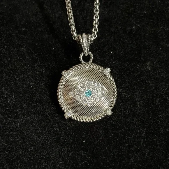 Silver Necklace with Crystal Accents and Delicate Chain - Picture 9 of 17